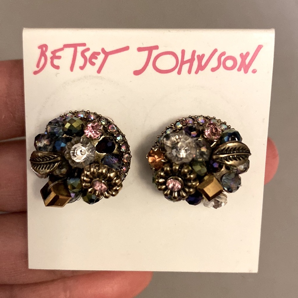 vintage Betsey Johnson multi stones earrings